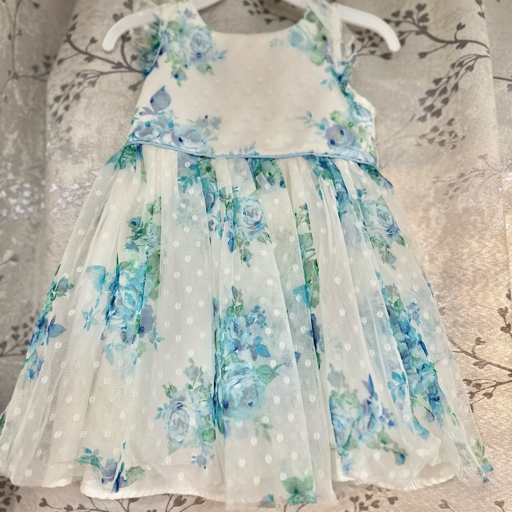 Floral Blue and White Kids Dress